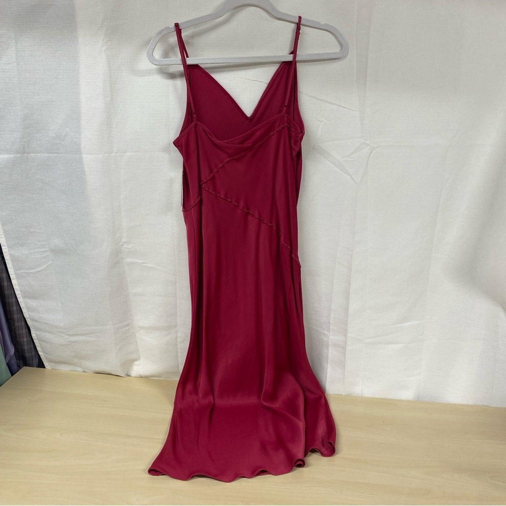NWT Saturday Sunday Anthropologie Satin Slip Dress Women’s Medium Raspberry Pink - Picture 5 of 6